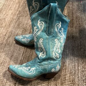 Womens Corral R1973 Cortez Turquoise Blue Snip Toe Cowboy Western Boots Size 6M